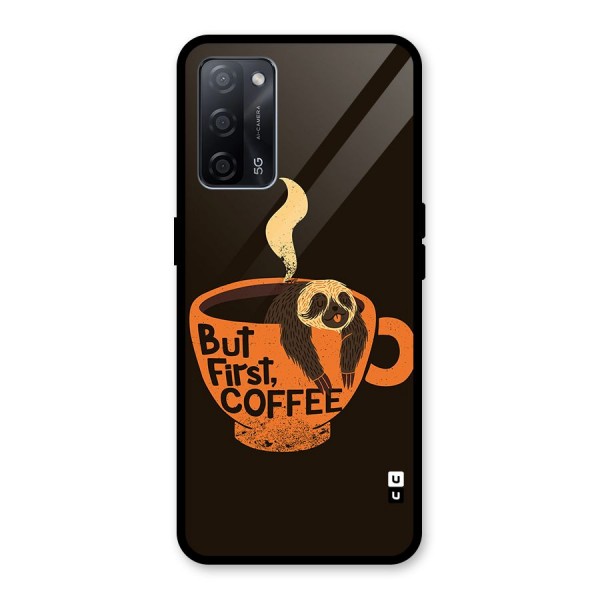 Lazy Coffee Glass Back Case for Oppo A53s 5G