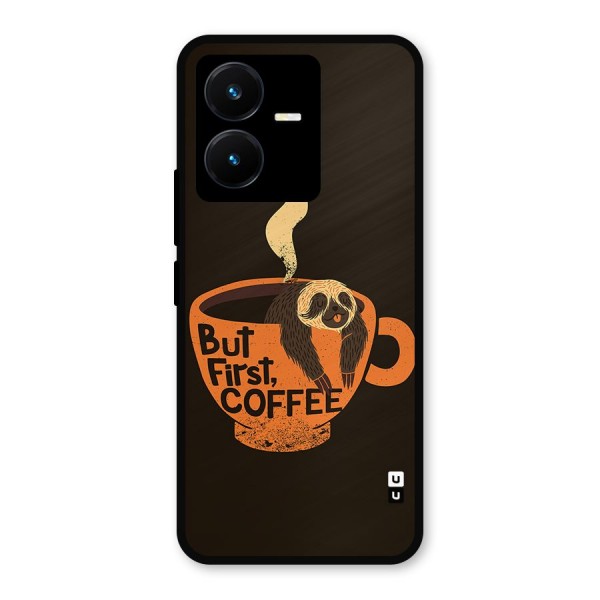 Lazy Coffee Metal Back Case for Vivo Y22s