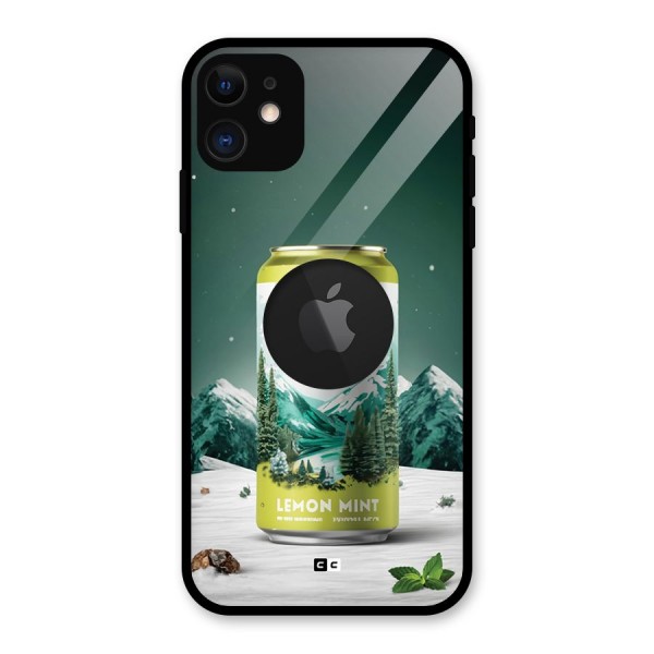 Lemon Mint Glass Back Case for iPhone 11 Logo Cut