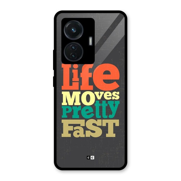 Life Moves Fast Glass Back Case for Vivo T1 44W