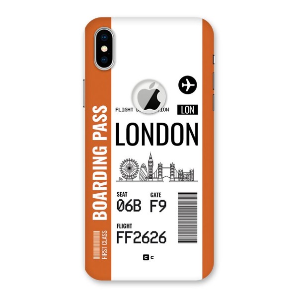 London Boarding Pass Back Case for iPhone XS Logo Cut