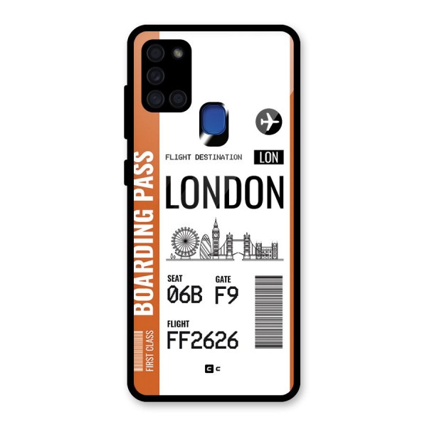 London Boarding Pass Glass Back Case for Galaxy A21s