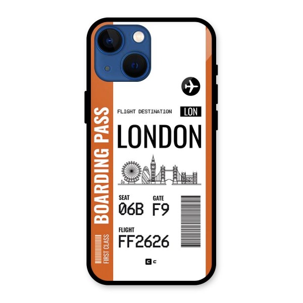 London Boarding Pass Glass Back Case for iPhone 13 Mini