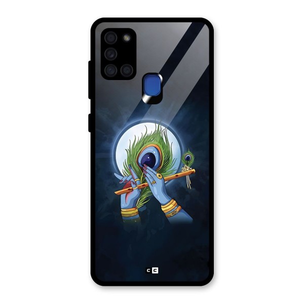 Lord Krishna Flute Glass Back Case for Galaxy A21s