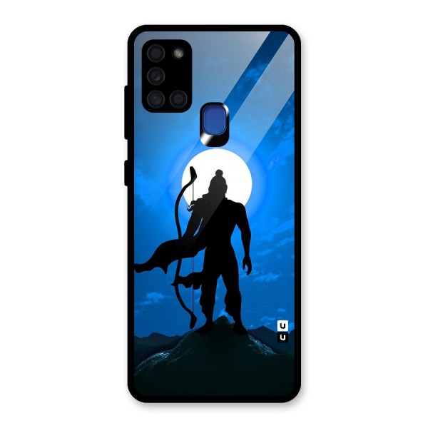 Lord Ram Illustration Glass Back Case for Galaxy A21s