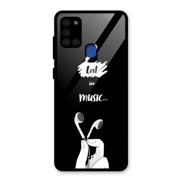 Lost In Music Glass Back Case for Galaxy A21s