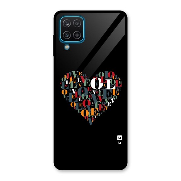 Love Abstract Heart Art Glass Back Case for Galaxy A12