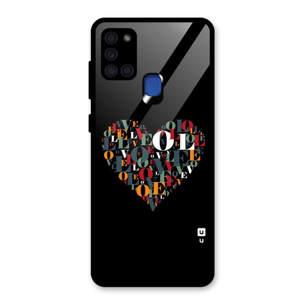 Love Abstract Heart Art Glass Back Case for Galaxy A21s