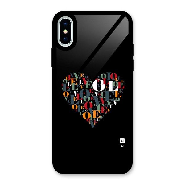 Love Abstract Heart Art Glass Back Case for iPhone XS