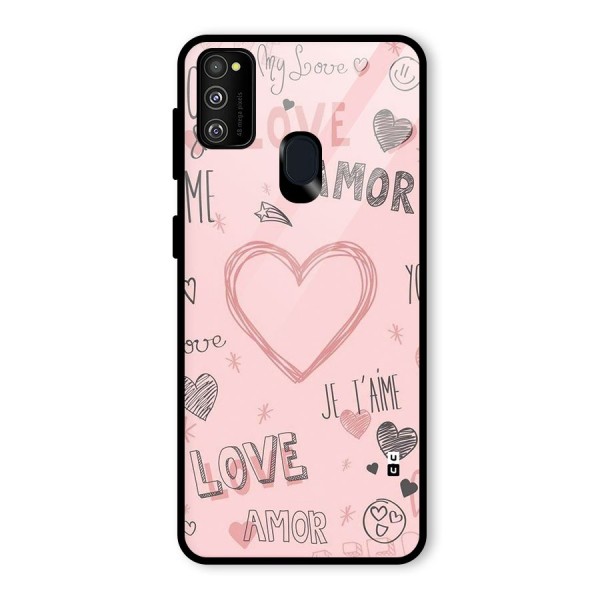 Love Amor Glass Back Case for Galaxy M30s