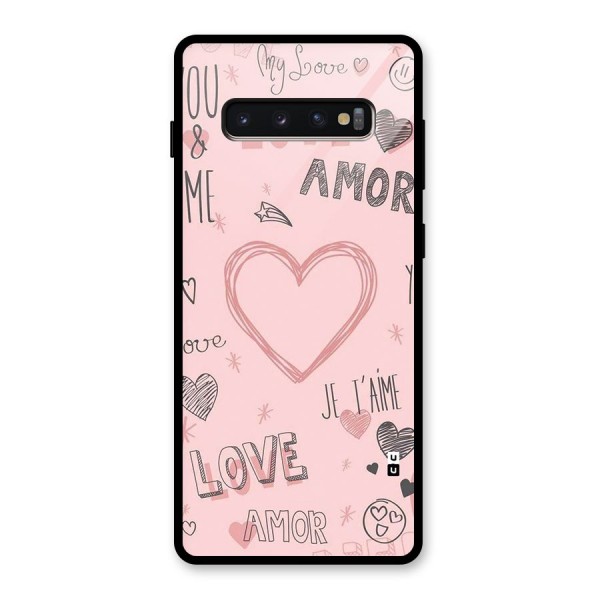 Love Amor Glass Back Case for Galaxy S10 Plus