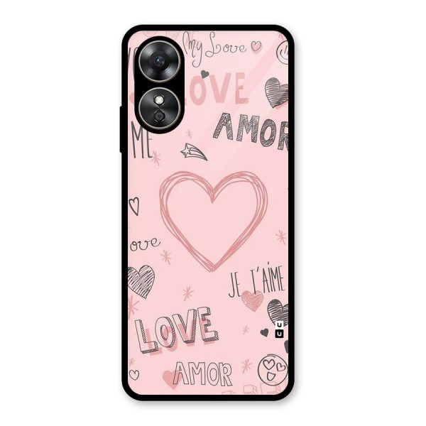 Love Amor Glass Back Case for Oppo A17