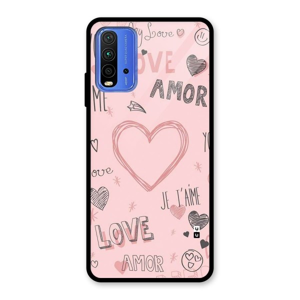 Love Amor Glass Back Case for Redmi 9 Power