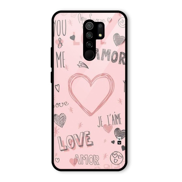 Love Amor Glass Back Case for Redmi 9 Prime