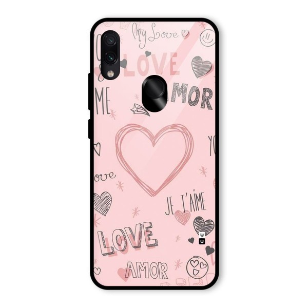 Love Amor Glass Back Case for Redmi Note 7