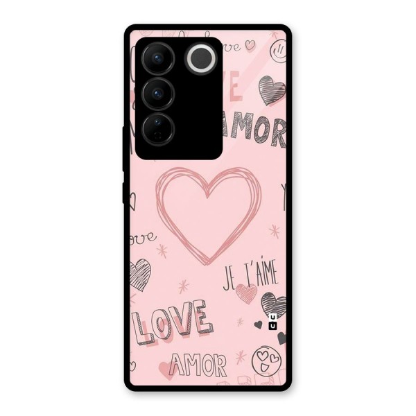 Love Amor Glass Back Case for Vivo V27 Pro