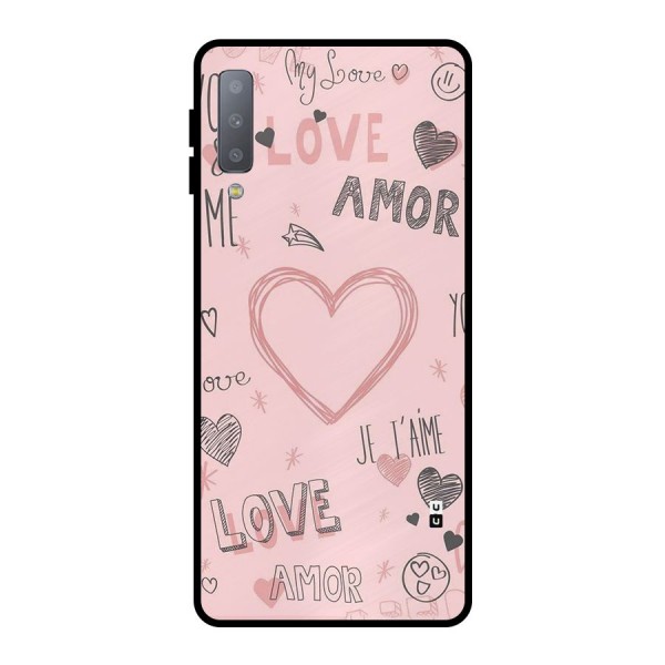 Love Amor Metal Back Case for Galaxy A7 (2018)