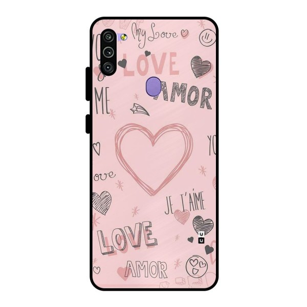 Love Amor Metal Back Case for Galaxy M11