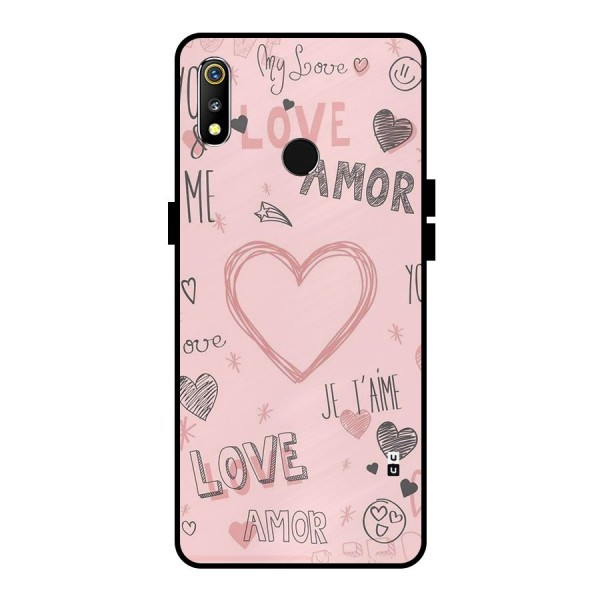 Love Amor Metal Back Case for Realme 3