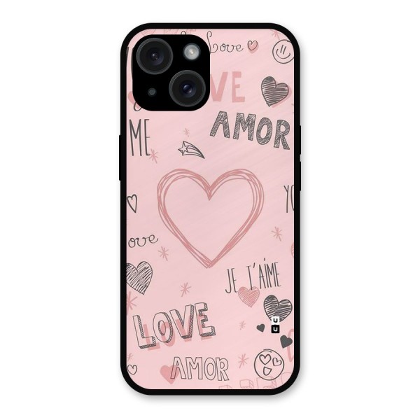 Love Amor Metal Back Case for iPhone 15