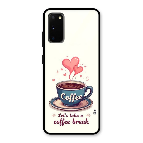 Love Coffee Break Glass Back Case for Galaxy S20