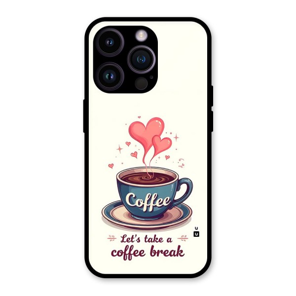 Love Coffee Break Glass Back Case for iPhone 14 Pro