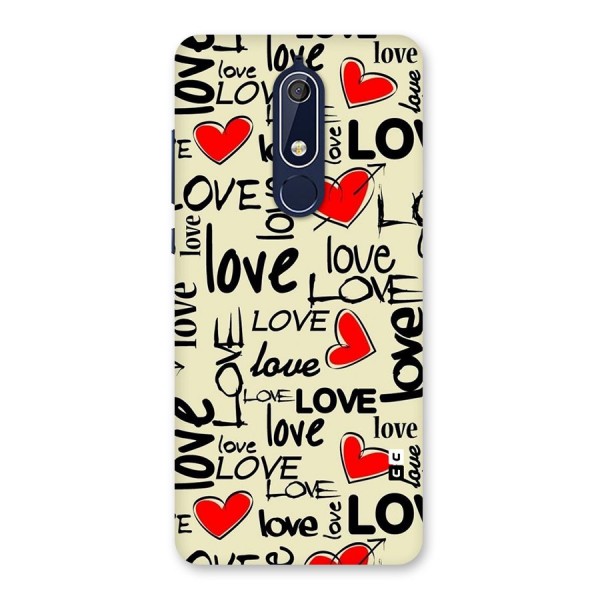 Love Hearts Pattern Back Case for Nokia 5.1