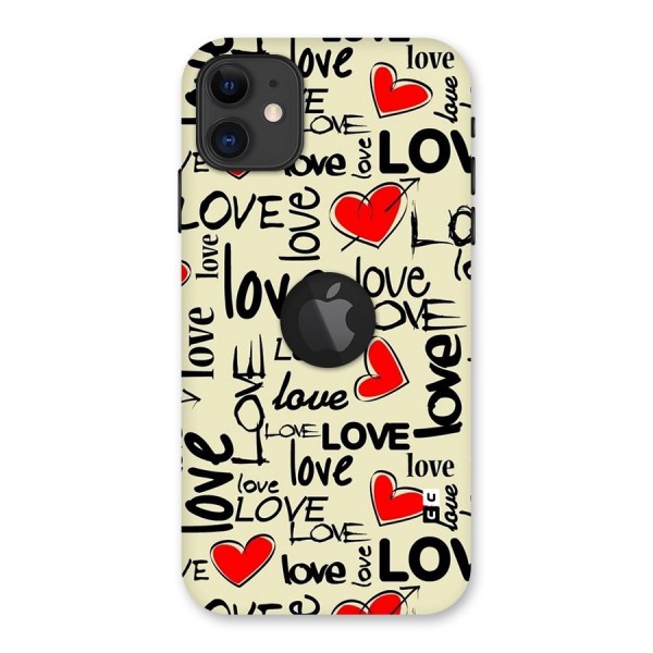 Love Hearts Pattern Back Case for iPhone 11 Logo Cut