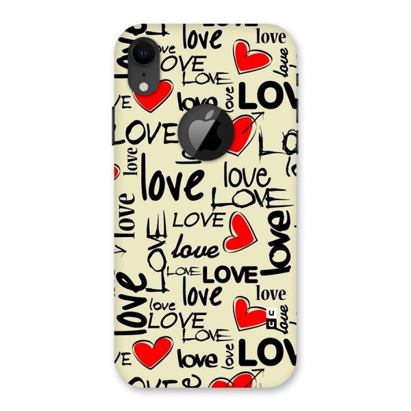 Love Hearts Pattern Back Case for iPhone XR Logo Cut