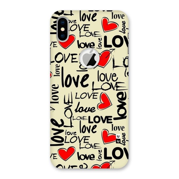 Love Hearts Pattern Back Case for iPhone XS Logo Cut