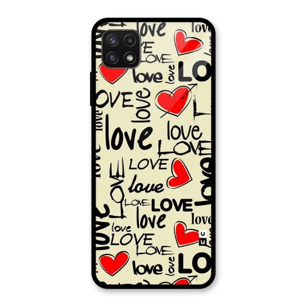 Love Hearts Pattern Glass Back Case for Galaxy A22 5G