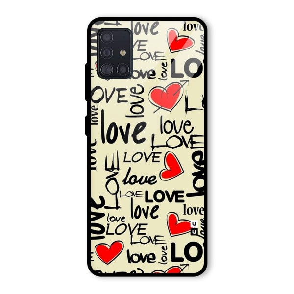 Love Hearts Pattern Glass Back Case for Galaxy A51