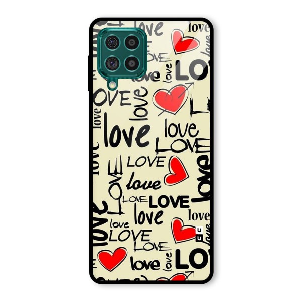 Love Hearts Pattern Glass Back Case for Galaxy F62