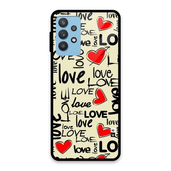 Love Hearts Pattern Glass Back Case for Galaxy M32 5G