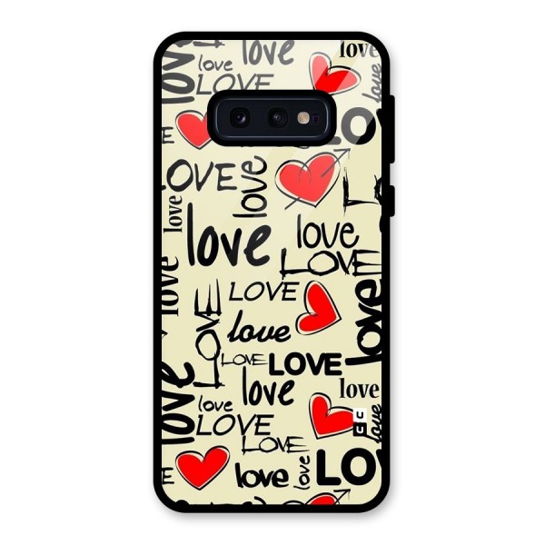 Love Hearts Pattern Glass Back Case for Galaxy S10e