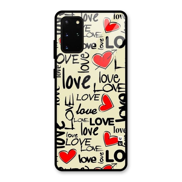 Love Hearts Pattern Glass Back Case for Galaxy S20 Plus