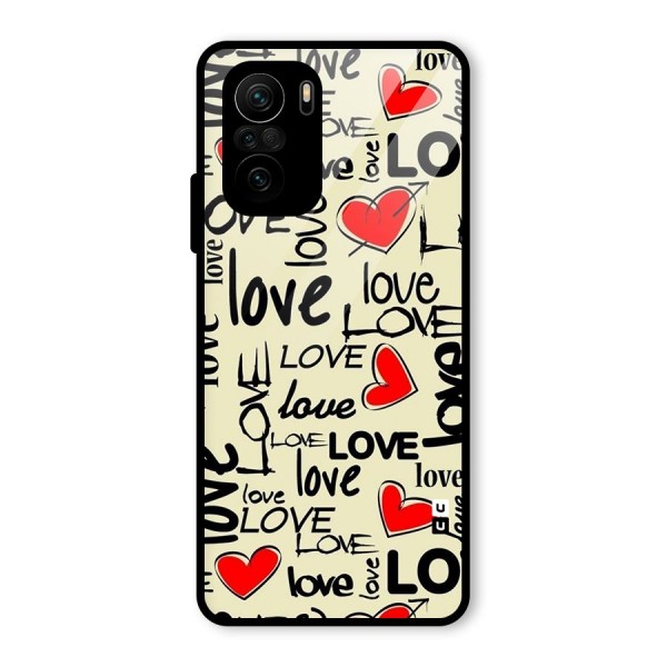 Love Hearts Pattern Glass Back Case for Mi 11x