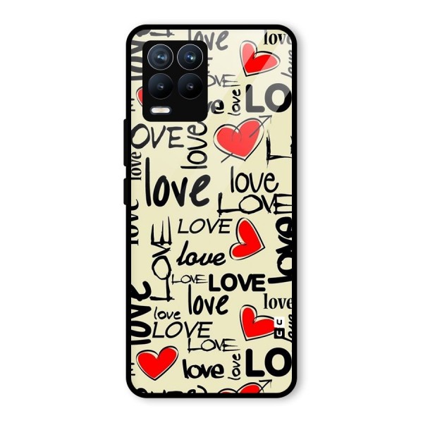 Love Hearts Pattern Glass Back Case for Realme 8