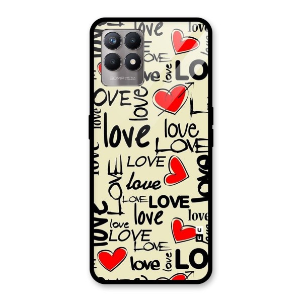 Love Hearts Pattern Glass Back Case for Realme 8i