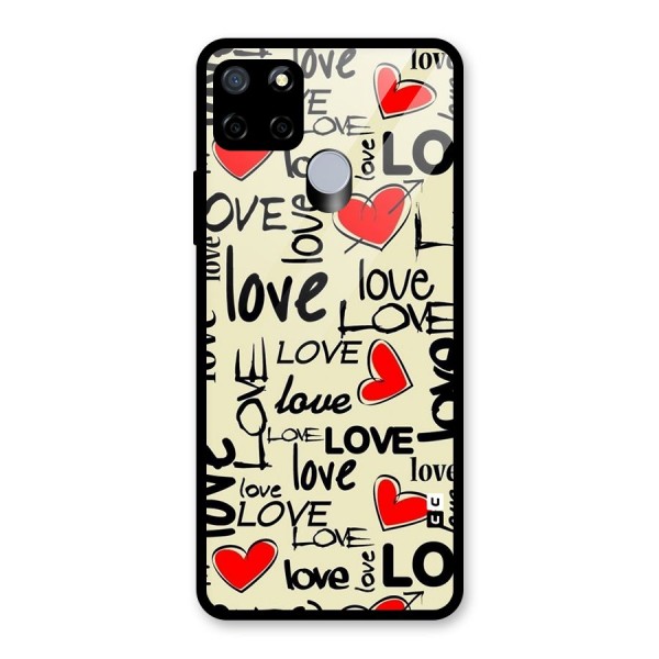 Love Hearts Pattern Glass Back Case for Realme C12