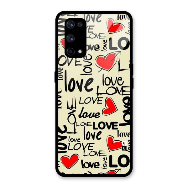 Love Hearts Pattern Glass Back Case for Realme X7 Pro