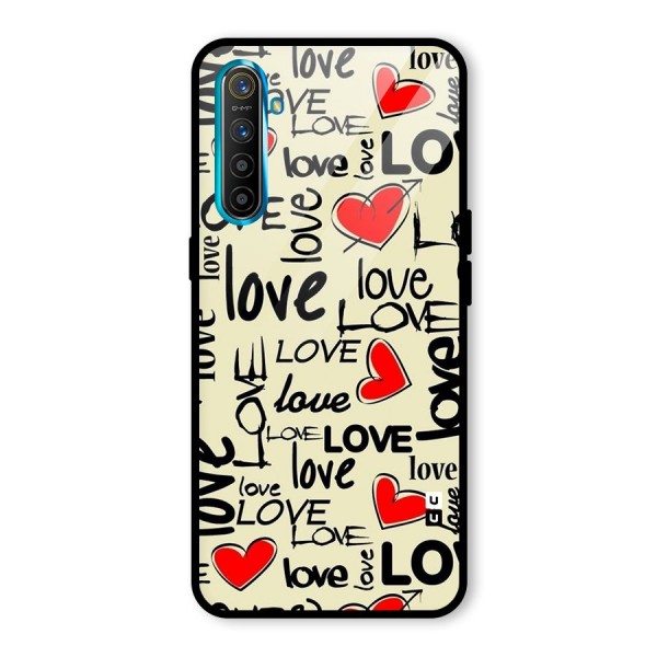 Love Hearts Pattern Glass Back Case for Realme XT