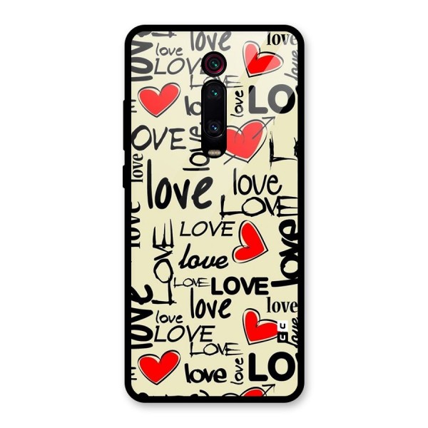 Love Hearts Pattern Glass Back Case for Redmi K20 Pro