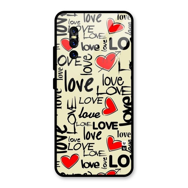 Love Hearts Pattern Glass Back Case for Vivo V15 Pro