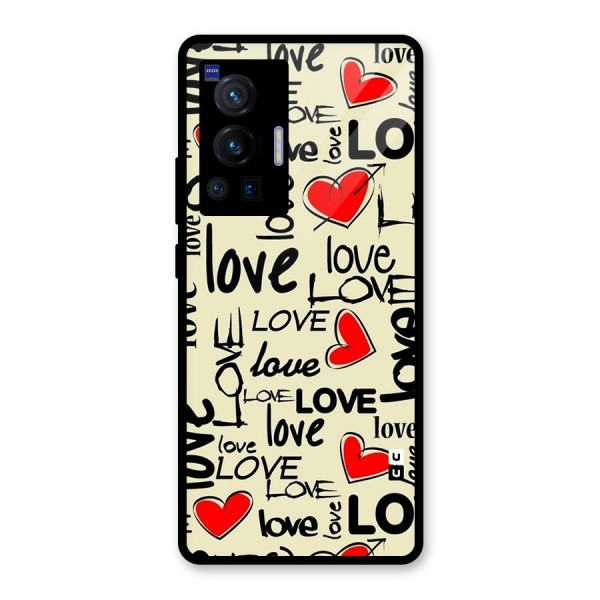 Love Hearts Pattern Glass Back Case for Vivo X70 Pro