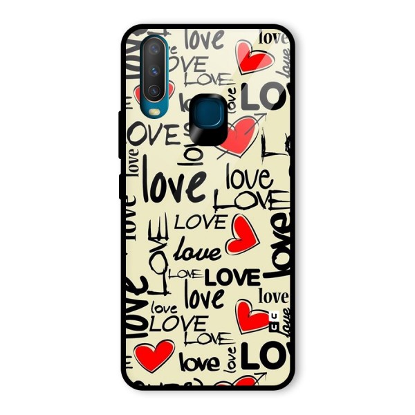 Love Hearts Pattern Glass Back Case for Vivo Y15