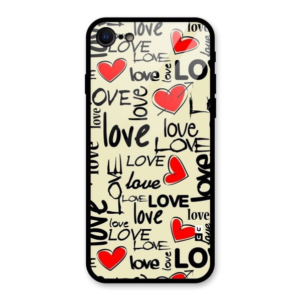 Love Hearts Pattern Glass Back Case for iPhone 8