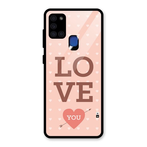 Love You Hearts Glass Back Case for Galaxy A21s