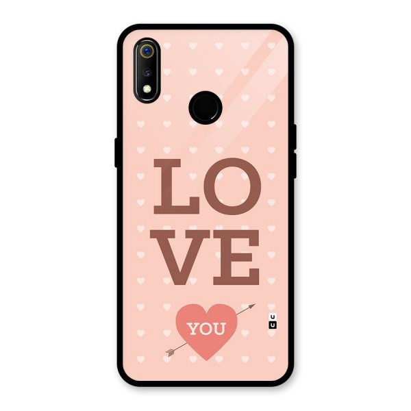 Love You Hearts Glass Back Case for Realme 3