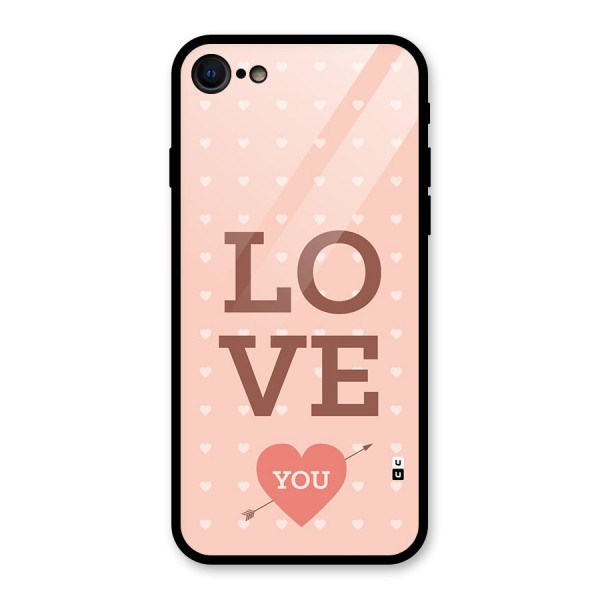 Love You Hearts Glass Back Case for iPhone 7